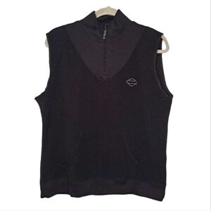 Harley-Davidson Black Fleece Quarter Zip Sleeveless Vest Size Large